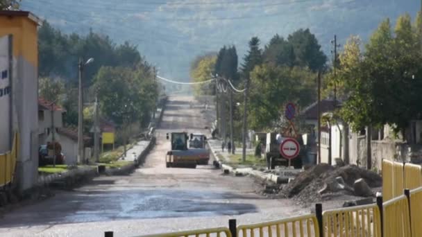 Day Time Shot Road Asphalting Process — Vídeo de Stock