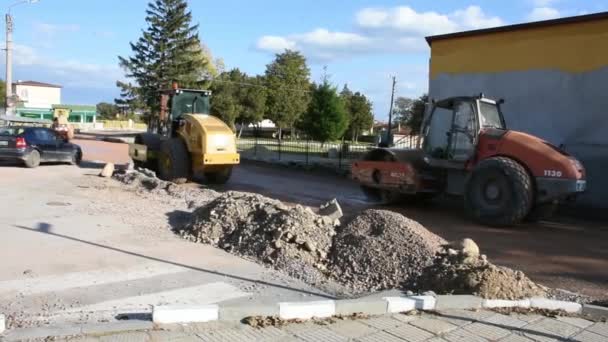 Dag Schot Van Weg Asfalt Proces — Stockvideo