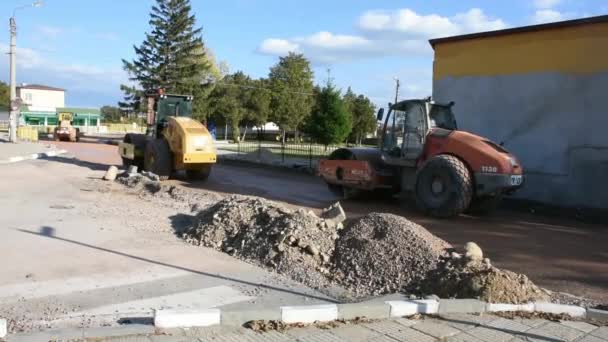 Dag Schot Van Weg Asfalt Proces — Stockvideo