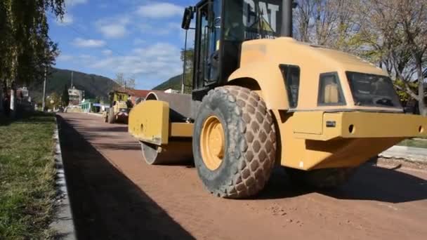 Day Time Shot Road Asphalting Process — Stockvideo