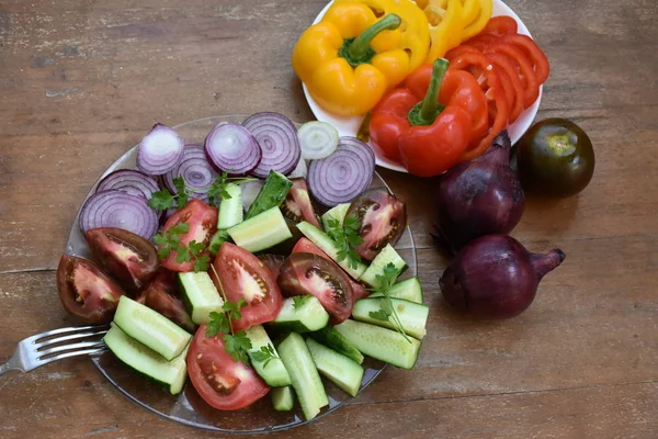 Gemüsemischung Frisch Gemachter Salat — Stockfoto