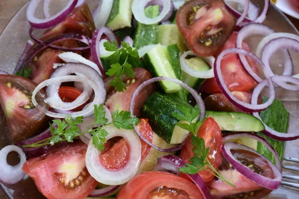 Gemüsemischung Frisch Gemachter Salat — Stockfoto