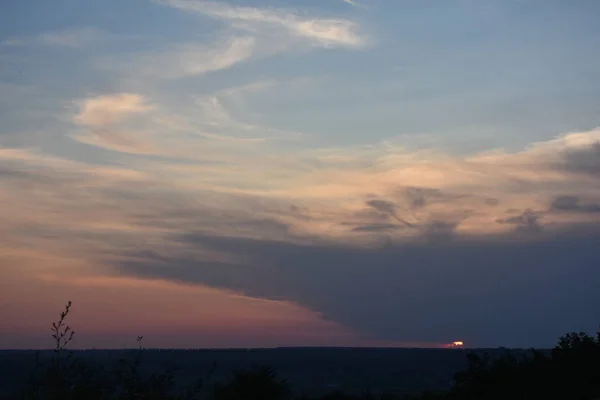 Nature landscape of dusk over the field