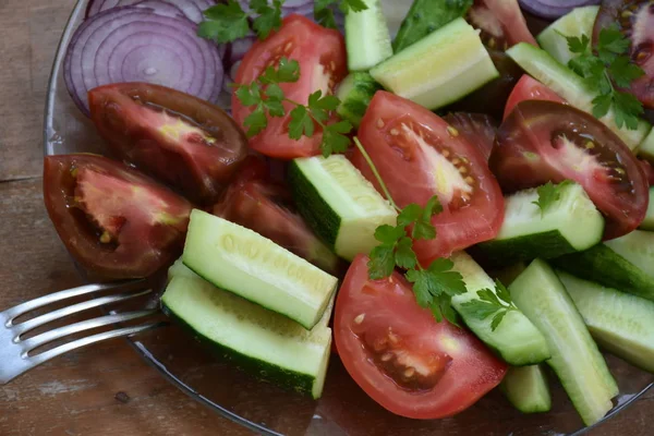 Gemüsemischung Frisch Gemachter Salat — Stockfoto