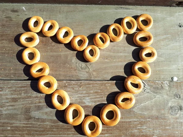 Rosquillas Sobre Fondo Madera — Foto de Stock