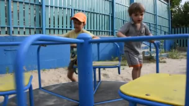 Three Happy Children Having Fun Playground — Stok video