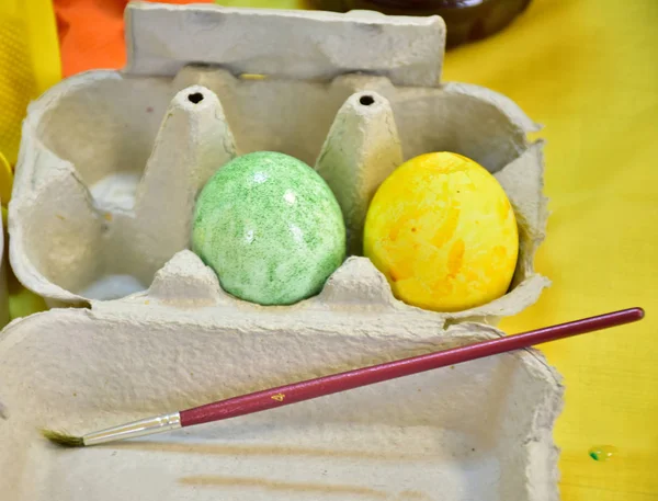 Ovos Coloridos Para Pintura Páscoa Grande Dia — Fotografia de Stock