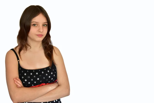 Ritratto Una Ragazza Sullo Sfondo Bianco — Foto Stock