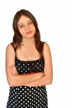 Beyaz arka plan karşı bir kız portresi