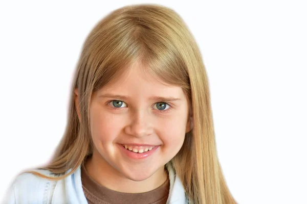 Retrato Una Chica Rubia Sobre Fondo Blanco — Foto de Stock