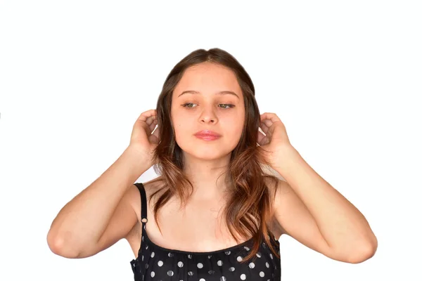 Retrato Una Chica Sobre Fondo Blanco — Foto de Stock