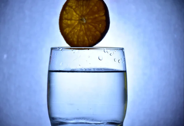 Druppels Water Een Glas — Stockfoto
