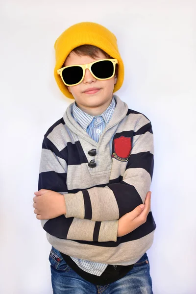 Портрет Мальчика Белом Фоне — стоковое фото