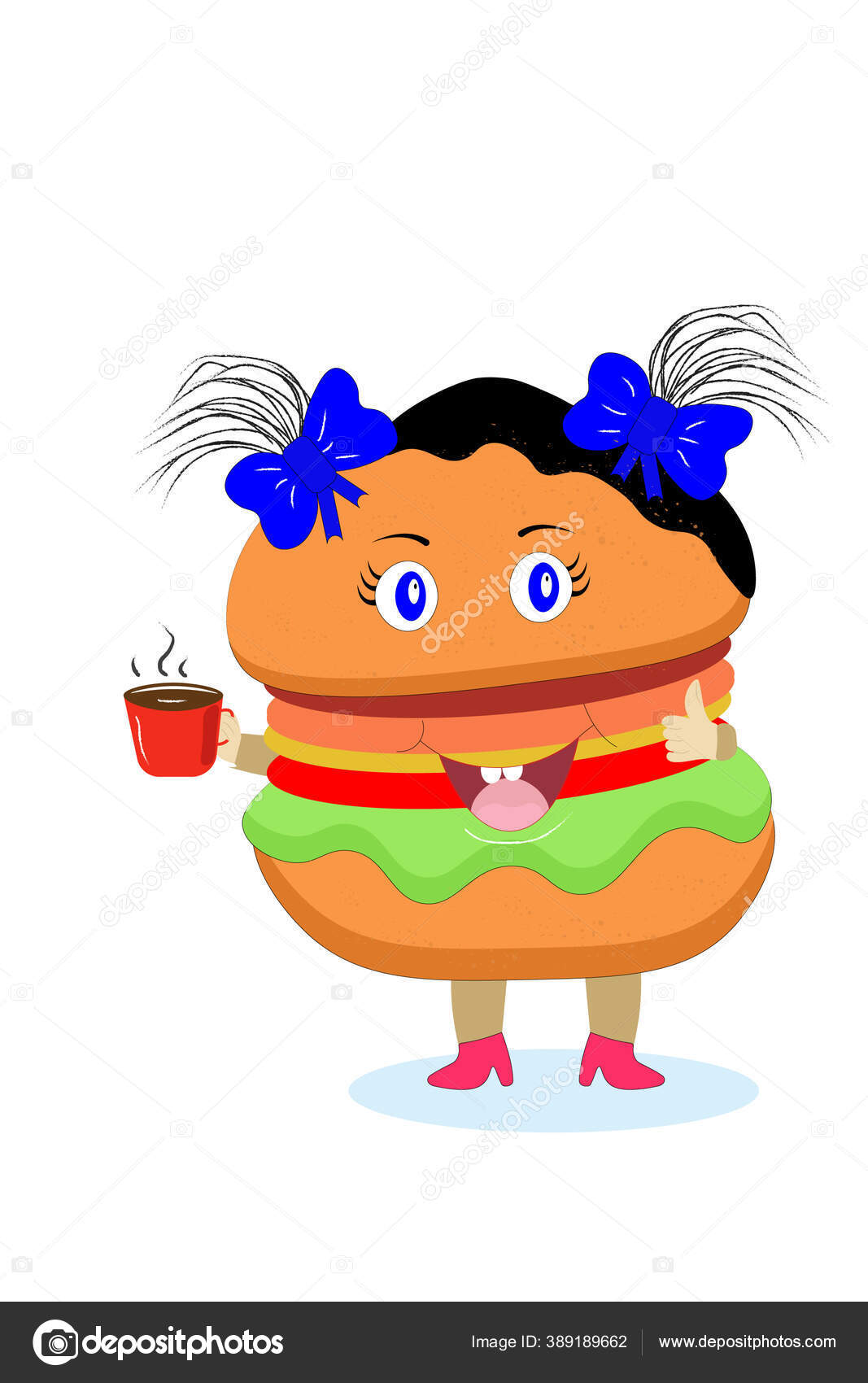 Ilustrasi Burger Dengan Secangkir Kopi Stok Foto C Galinkalb 389189662