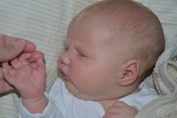 Pasgeboren Baby Een Witte Achtergrond — Stockfoto