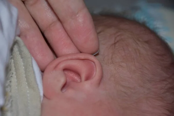 Oído Mano Del Bebé Recién Nacido —  Fotos de Stock