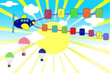 Helikopterin ve güzel manzaranın çizimi