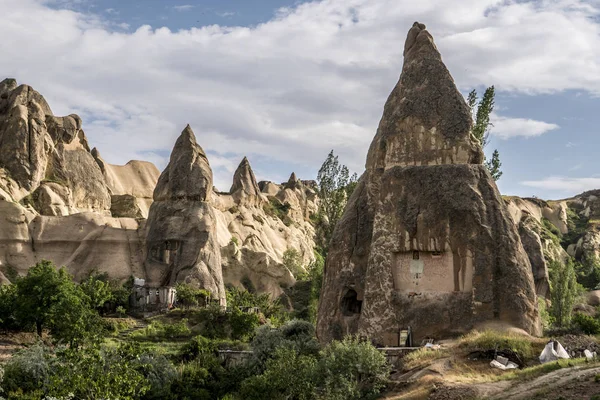 Cave house of Fairy Chimneys rocks mushroom in Pasabag, Monks Valley, Cappadocia, Turkey.