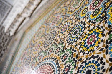 Renkli eski stil mozaik iç elemanları. Soyut geometri, vintage desen