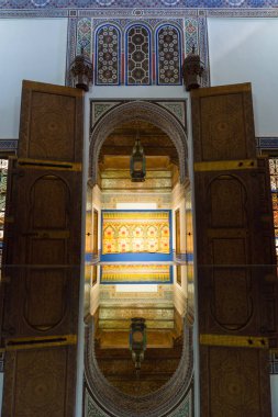 Marakeş, Fas-20 Ocak: Fas mimarisi geleneksel Arap tasarımı-zengin Riyad dar si Said mozaik iç