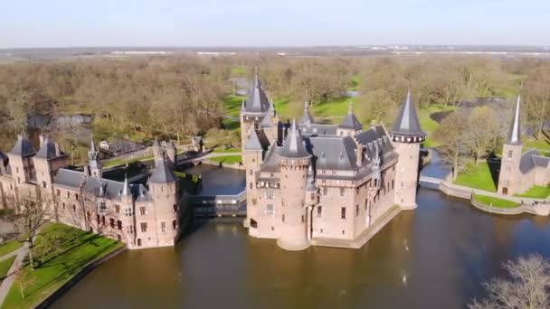 Aerial Flyby vista del castello De Haar, Paesi Bassi — Video Stock