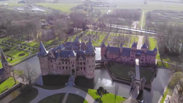 Aerial Flyby vista del castello De Haar, Paesi Bassi — Video Stock