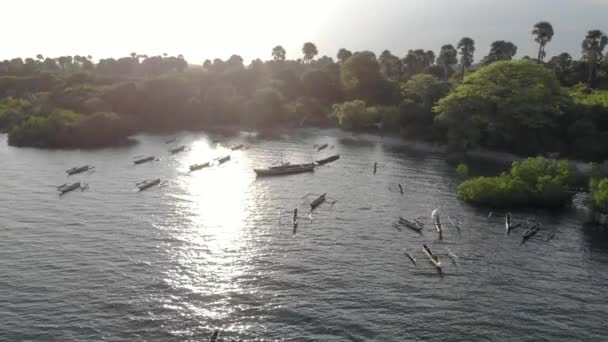 Flygfoto av Dhow båtar på Pemba ön, zanzibar skärgård. Östra kusten av Pemba ön nära Mtangani — Stockvideo