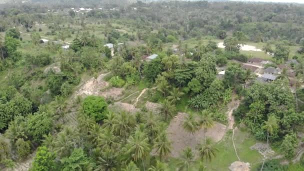 Aerial Flyby View at small remote mountain village in Tanzania, Pemba island, Zanzibar Archipelago — Stock Video