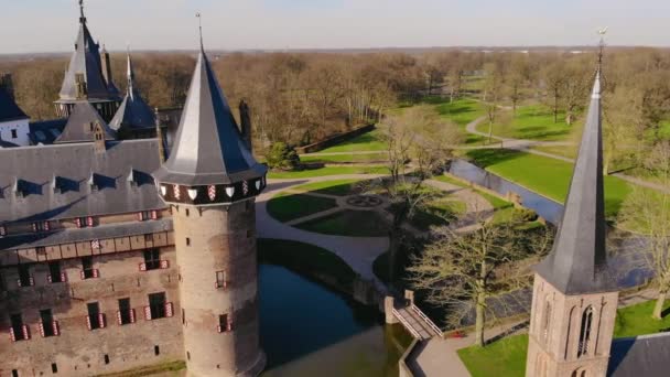 Luftaufnahme der Burg De Haar, Niederlande — Stockvideo