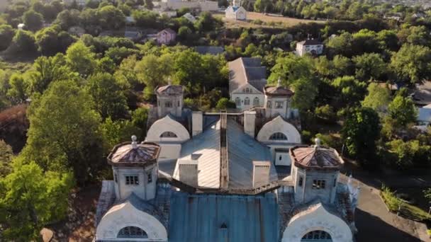 Luchtfoto van Korsun-Shevchenkivsky Historisch en Cultureel Reservaat. Paleis van Lopukhins-Demidovs, Oekraïne, Kiev oblast — Stockvideo