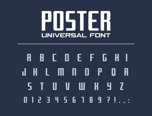 Poster Universal Font Business Headline Text Condensed Narrow Alphabet Technology — Stock Vector