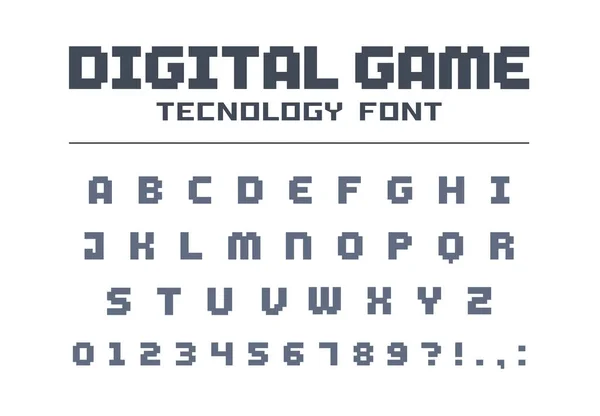 Fuente Digital Game Technology Alfabeto Geométrico Futurista Tecno Letras Números — Archivo Imágenes Vectoriales