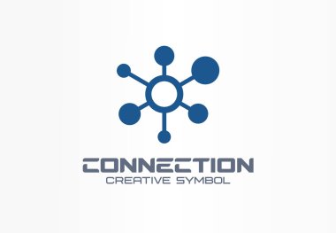 Yaratıcı sembol kavramını bağlayın. Sosyal medya ağı, iletişim merkezi soyut iş logosu. Global bağlantı, veri paylaşımı, dijital teknoloji simgesi. Kurumsal kimlik logotürü, şirket grafik tasarımı