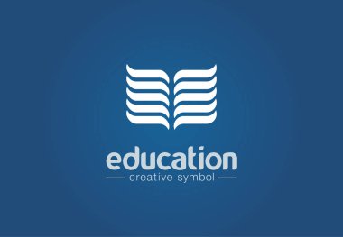 Eğitim yaratıcı sembol kavramı. Kitap okuma, okula geri, bilgi, ebook mağaza soyut iş logosu. Öğrenme, üniversite kütüphanesi simgesi. Kurumsal kimlik logotürü, şirket grafik tasarımı