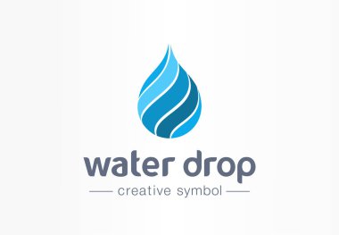 Su damlası, aqua yaratıcı sembol konsepti. Temiz dalga, taze içecek, mavi eko ürün soyut iş logosu. Spiral, damlacık, ortam simgesi. Kurumsal kimlik logotürü, şirket grafik tasarımı