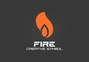 Yangın yaratıcı sembol kavramı. Enerji alev yangın soyut iş logosu. Flaş gaz tutuşturmak, duman sıcak hava şekli, siyah şenlik ateşi yanık siluet simgesi. Kurumsal kimlik logotürü, şirket grafik tasarımı
