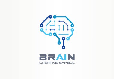 Ai beyin yaratıcı sembol kavramı. Akıllı çip, sinir ağı, robot devresi soyut iş logosu. Siber zihin basamak teknolojisi, android ikonu düşünüyorum. Kurumsal kimlik logotürü, şirket grafik tasarımı
