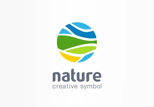 Natur Kreatives Symbol Planetenkonzept Bio Bauernhof Feld Abstrakte Business Landwirtschaft — Stockvektor