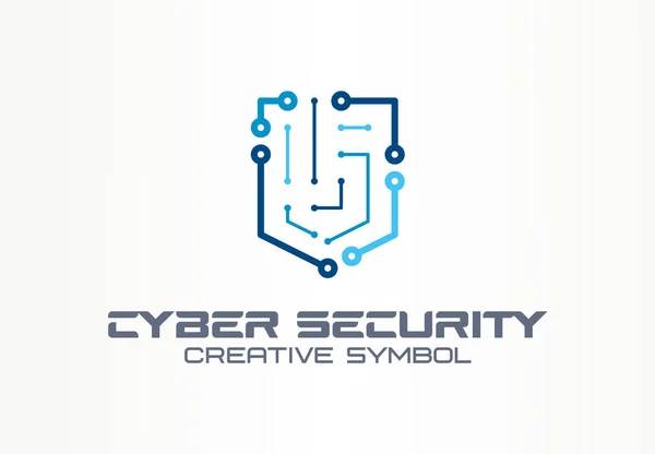 Cibersegurança Conceito Tecnologia Símbolo Criativo Escudo Digital Inteligente Logotipo Negócio —  Vetores de Stock