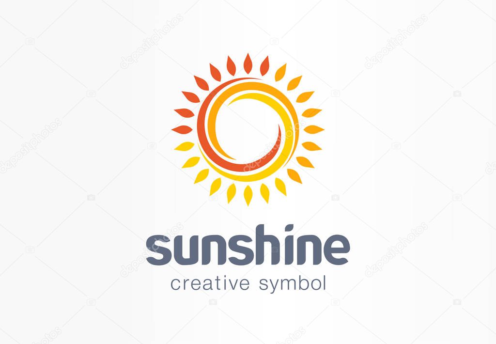 Sunshine creative symbol concept. Sunlight, solarium, sunblock cream, protection screen abstract business logo. Summer sunrise, sun rays icon. Corporate identity logotype, company graphic design