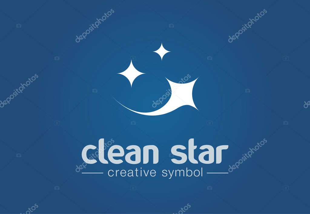 Sparkle star, fresh smile creative symbol concept. Wash, glare, laundry, cleaning company abstract business logo. Housekeeping, shine, cleaner icon. Corporate identity logotype, company graphic design