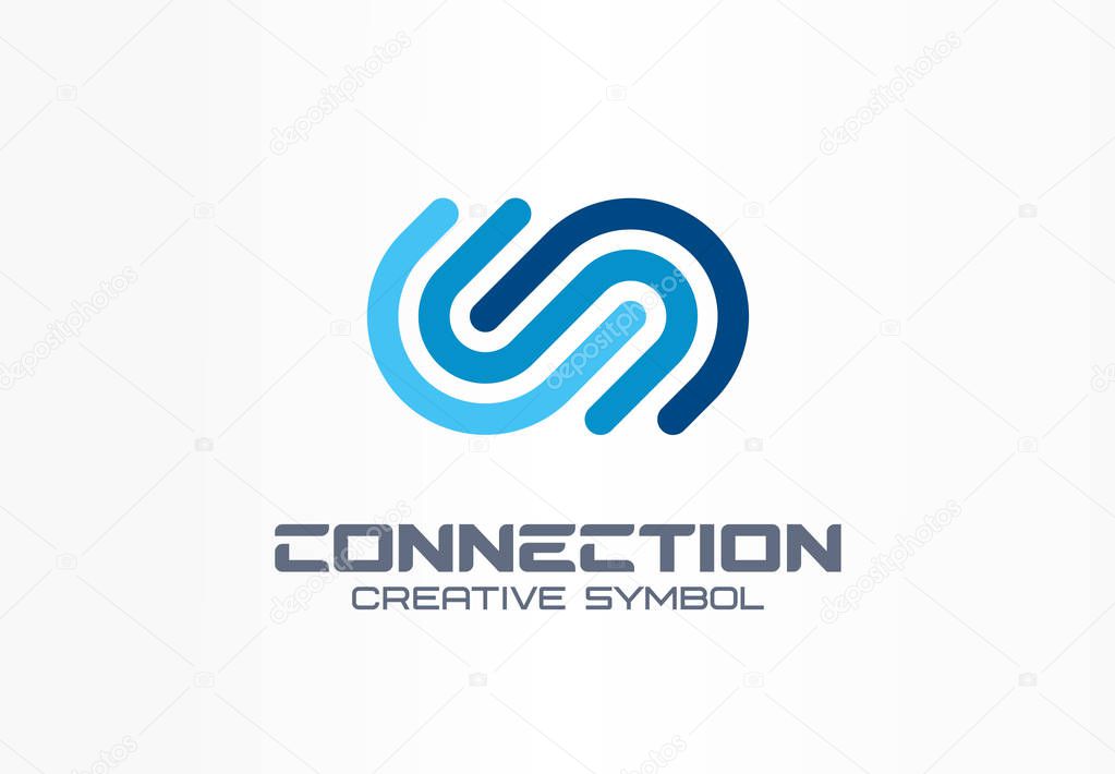 Digital connect creative symbol concept. Community join, integration, web network abstract business logo. Internet technology, communication icon. Corporate identity logotype, company graphic design