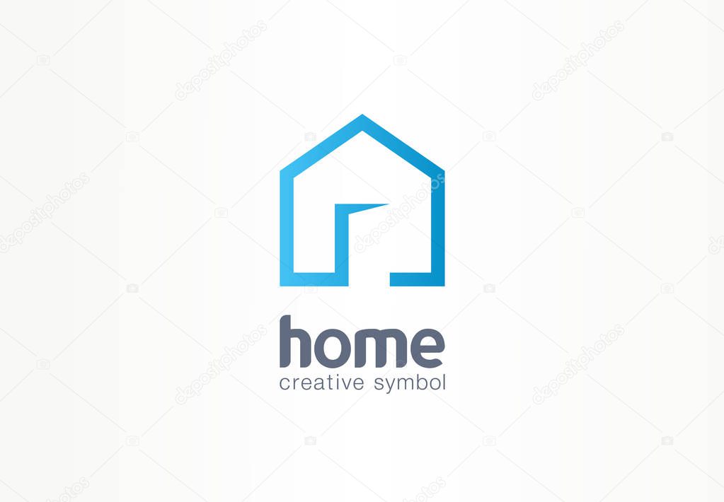 Home creative symbol concept. Open door, building enter, real estate agency abstract business logo. house interior architecture, website login icon. Corporate identity logotype, company graphic design