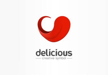 Lezzetli, kalp şeklinde dil yaratıcı sembol kavramı. nefis, iyi tat, zevk soyut iş logosu fikir. Lezzetli yemek, aşçı simgesi.