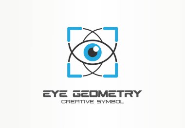 Göz geometrisi, sağlık teknoloji yaratıcı sembol kavramı. Oftalmoloji, cerrahi, tıp soyut iş logosu fikir. Lazer düzeltme simgesi