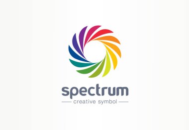 Spektrum, spiral gökkuşağı yaratıcı sembol kavramı. Girdap palet, güneş ışığı karışımı soyut iş logosu fikir. Renkli daire, degrade simgesi
