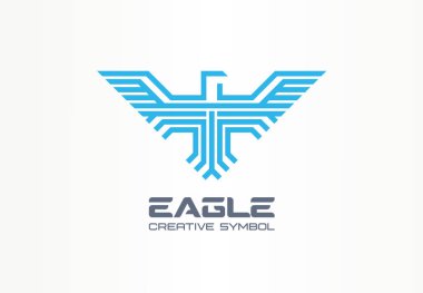 Kartal, şahin yaymak kanatları şahin yaratıcı sembol kavramı. Predator amblemi, yaban hayatı soyut iş logosu fikir. Uçuş hattındaki kuş simgesi