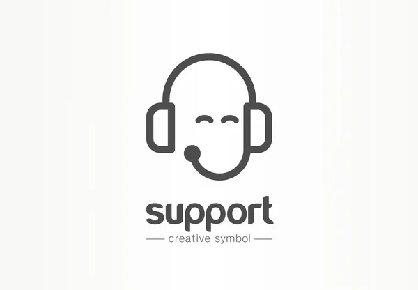 Client support, customer service creative symbol concept. Call center, contact us abstract business logo idea. Headset and smile icon. — Stock Vector
