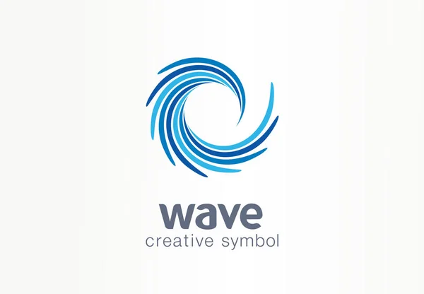 水波，水，漩涡创意符号概念。蓝色漩涡，清晰的螺旋混合抽象的商业标志理念。清洁的海洋，海洋，游泳池图标 — 图库矢量图片