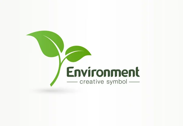 Ambiente, folha verde, conceito de símbolo criativo orgânico. Natural bio cosméticos, natureza abstrato logotipo do negócio ideia. Planta de crescimento ícone ecológico . — Vetor de Stock
